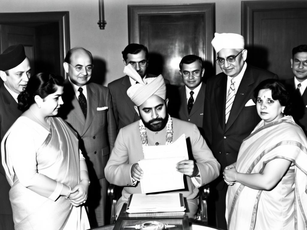 Foto historis penandatanganan Instrument of Accession oleh Maharaja Hari Singh pada 1947 Foto historis penandatanganan Instrument of Accession oleh Maharaja Hari Singh pada 1947